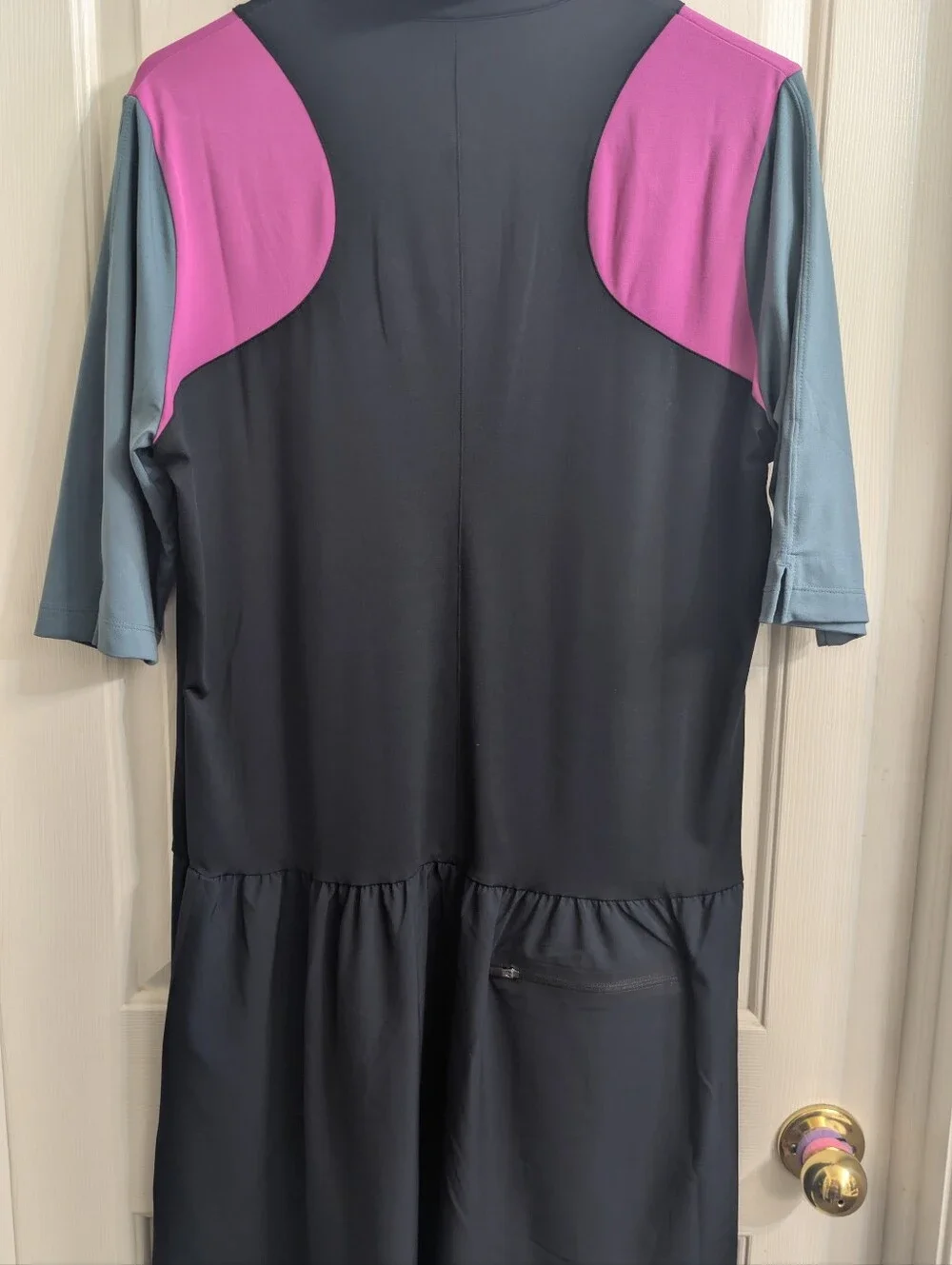 Nike Golf XL Black Dress with Pink Shoulder Panels and Blue-Grey Sleeves